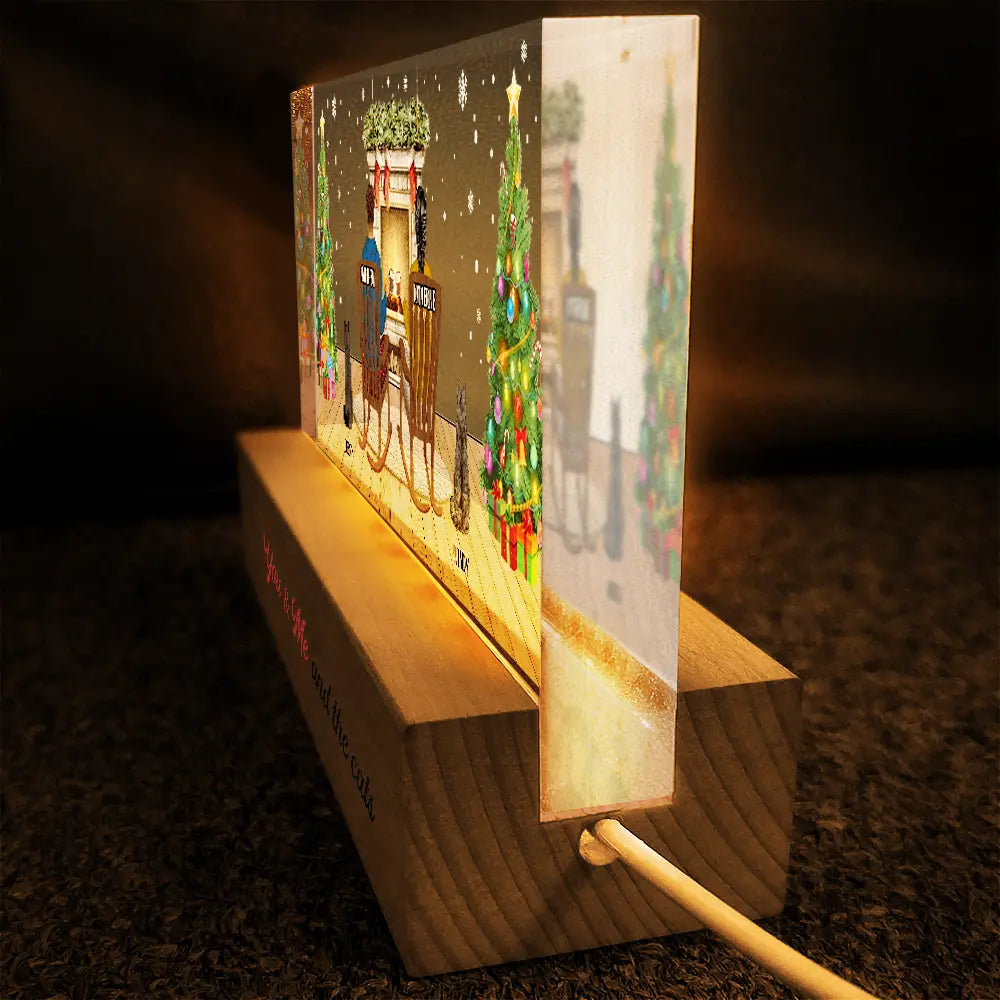 You And Me And The Fur Babies - Personalized Chiristmas Acrylic Block LED Night Light