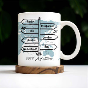 Adventure Awaits - World Map Personalized Custom Coffee Mug - Gift For Travel Lovers