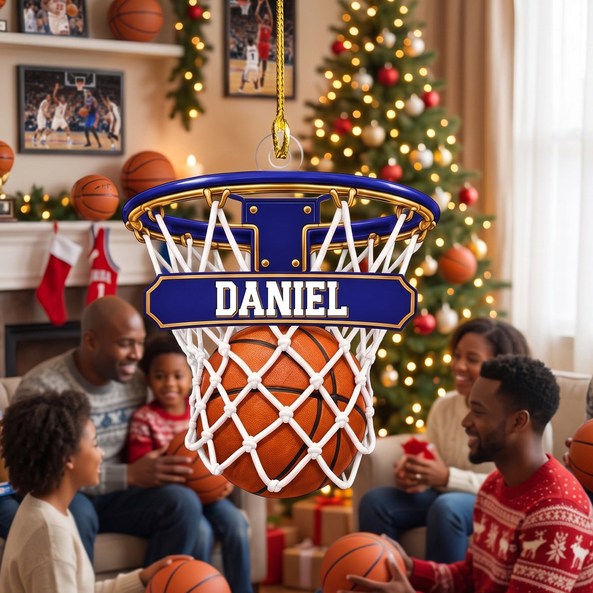 Personalized Basketball Hoop Christmas Ornament – Custom Name & Ball-In-Net Acrylic Keepsake | Gift for Players & Coaches