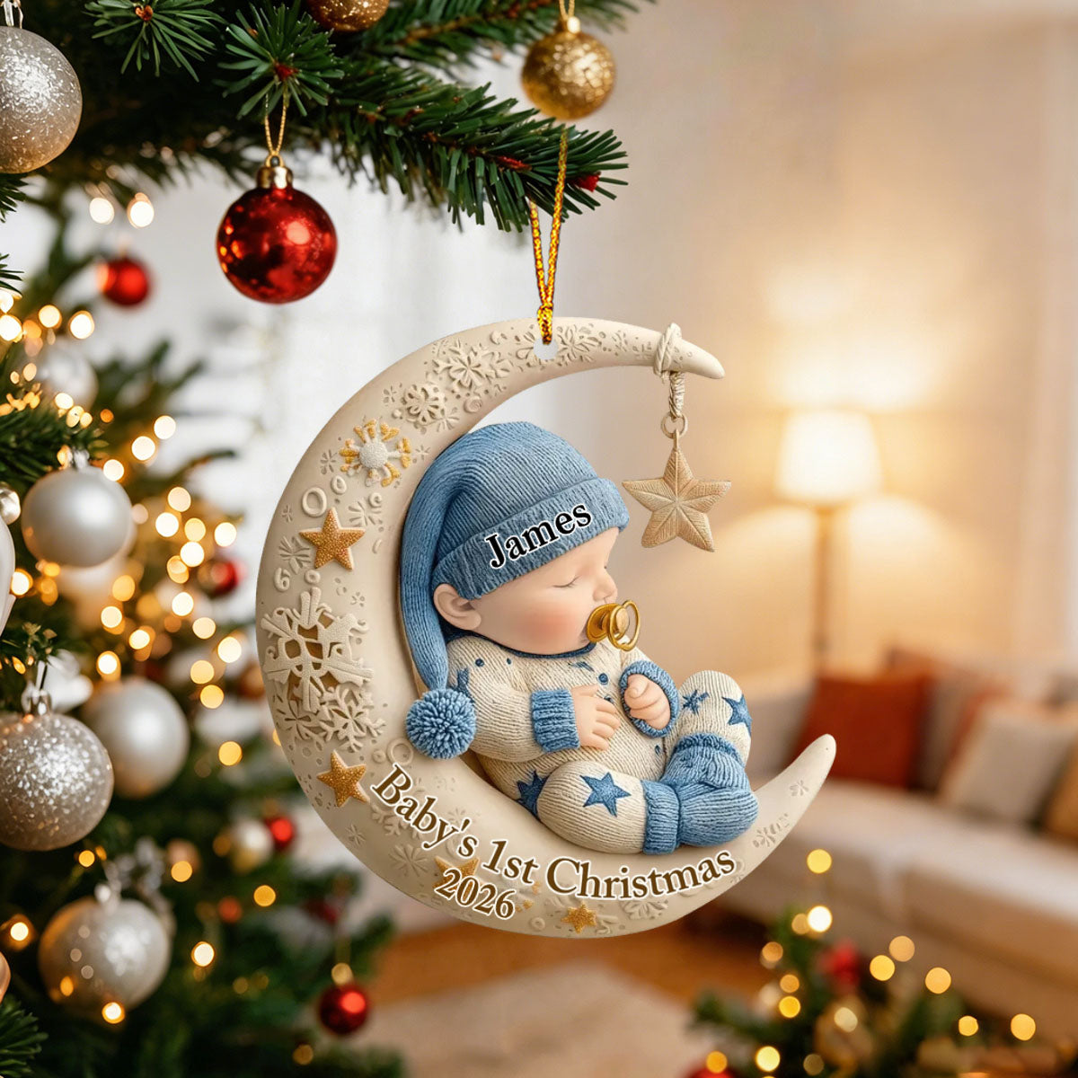 Personalized Baby's First Christmas Acrylic Ornament,Gift for Family,New Parents