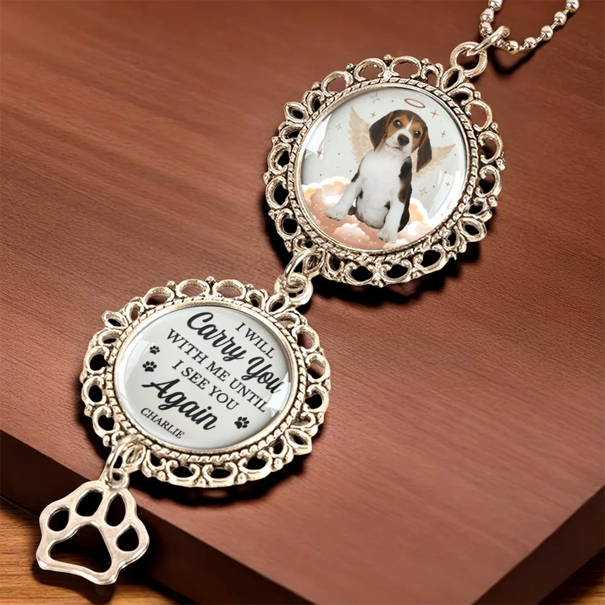 I Will Carry You with Me Until I See You Again - Personalized Ornament Charm Gift For Dog/Pet Lover