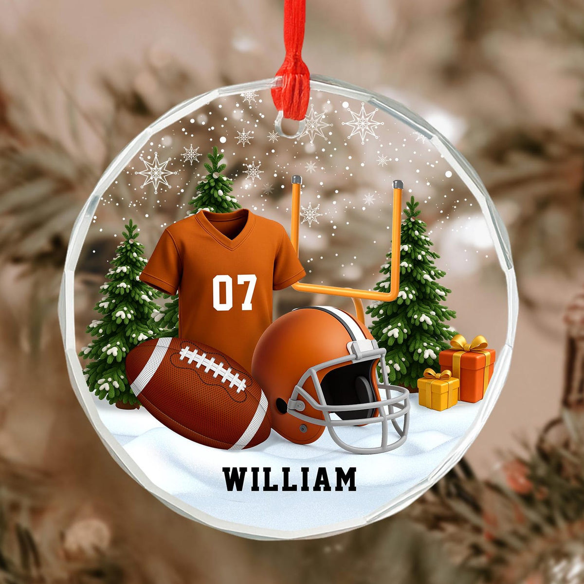 Personalized American Football Glass Ornament - Christmas Gift For Football Player