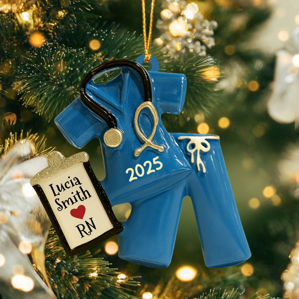 Celebrate Your Favorite Nurse With Scrubs And Badge Ornament, Personalized Acrylic Ornament, Gift For Nurses And Medical Professionals