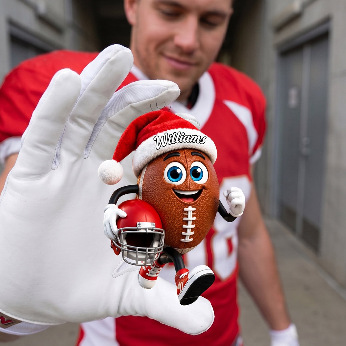 Personalized The running American football player Hanging Ornament - Custom Holiday Sports Decor For Backpacks & Christmas Trees
