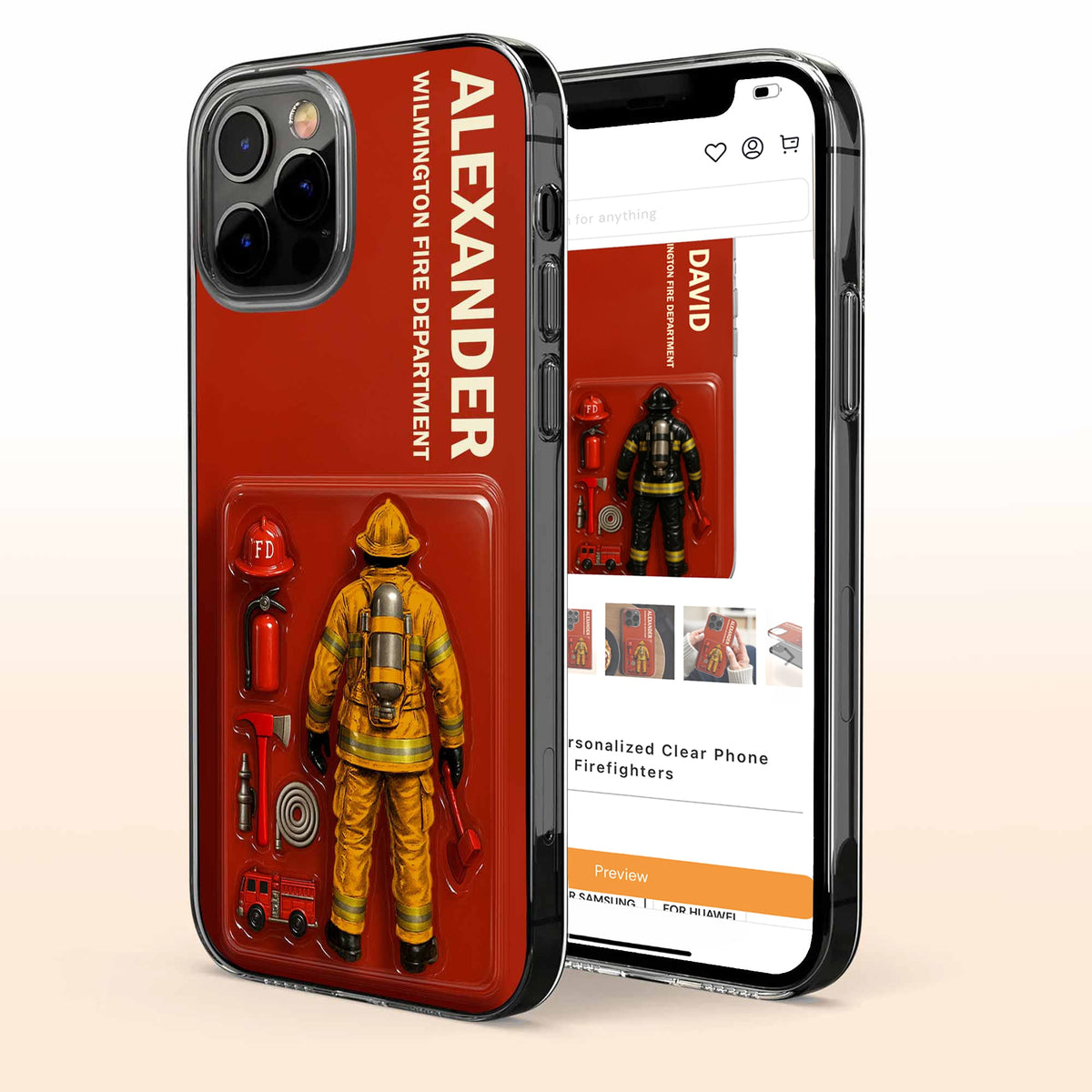 Firefighter Personalized Clear Phone Case, Gift For Firefighters