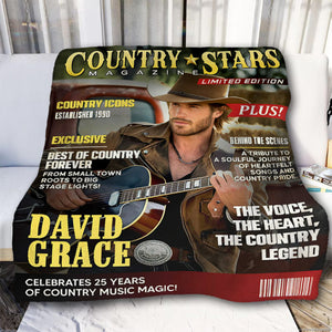 Personalized Country Stars Magazine Blanket, Custom Country Stars Photo, Cool Gift For Music Lover