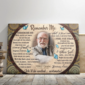 Personalized Canvas Prints, Custom Photo, Loss Of Mom, Loss Of Dad, Mandala Pattern Remember Me Canvas