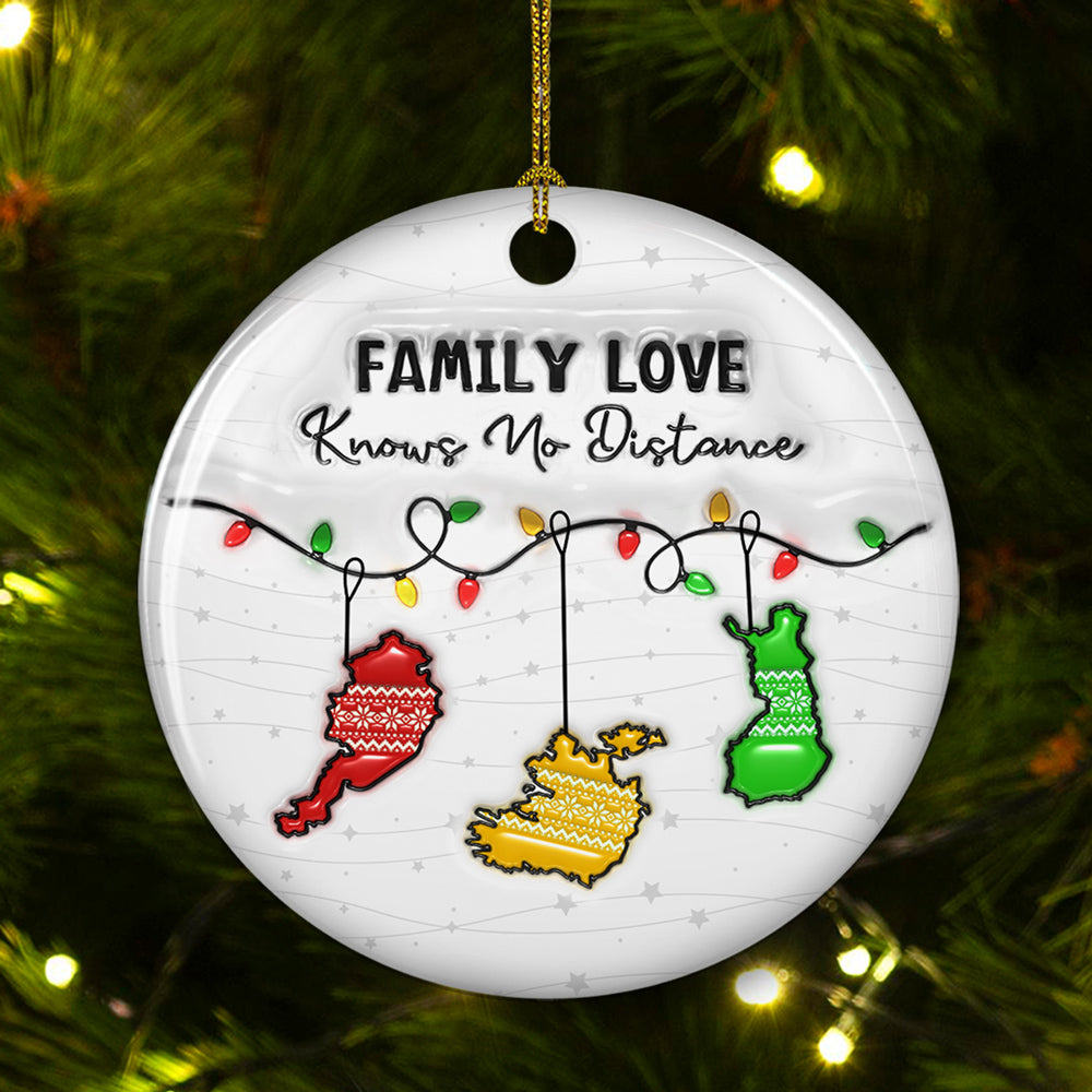 Family Love Knows No Distance Canada Version - Personalized Custom Ceramic Ornament