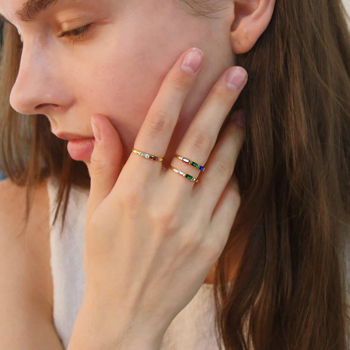 Personalized Family Minimalist Dainty Birthstone Ring Gift for Her, Birthday Gift