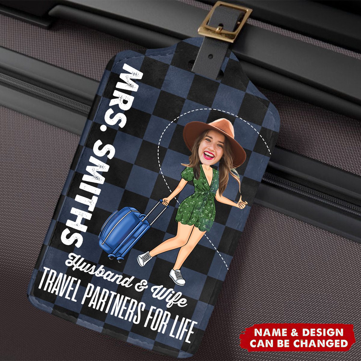 Family - Husband & Wife Travel Partners For Life - Personalized Luggage Tag