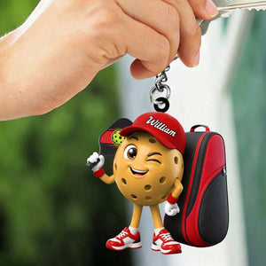 Cute Winking Pickleball Mascot Keychain - Personalized Gift for Male & Female Player