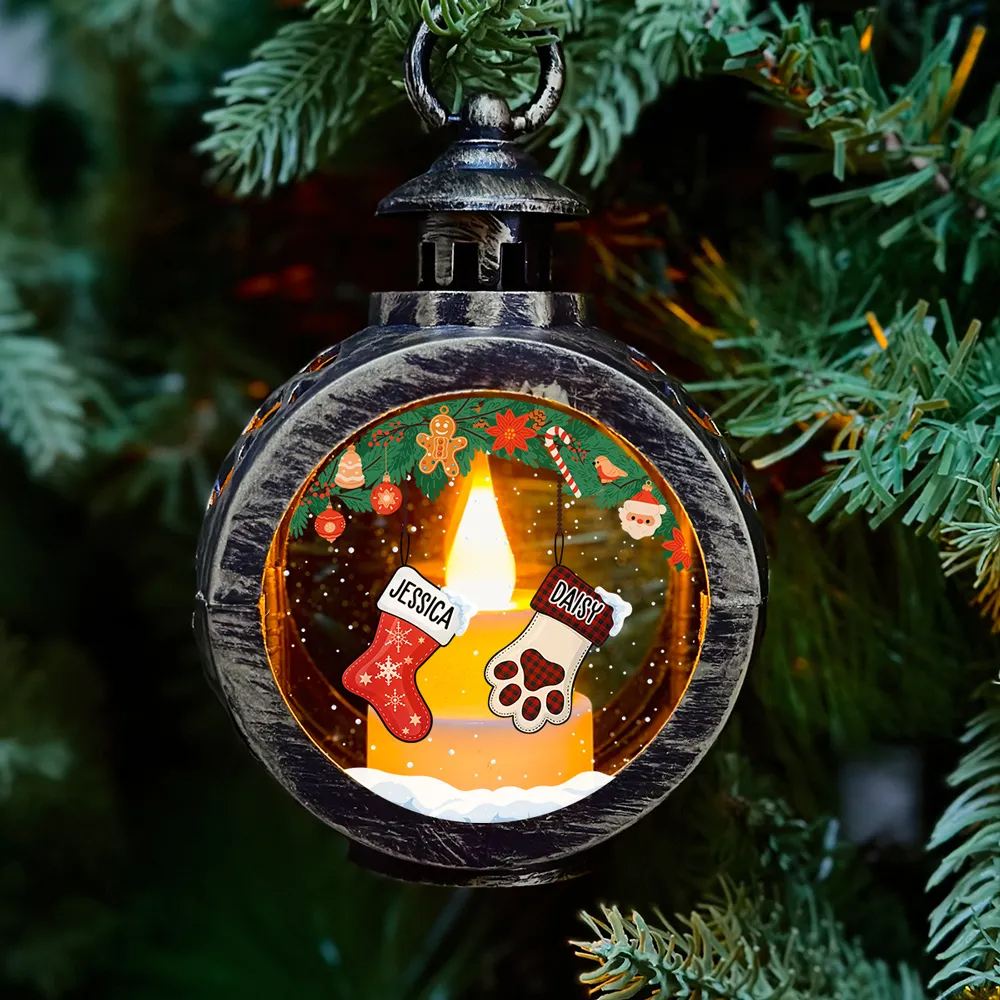 Lovely Stockings Hanging & Name Night Light - Personalized Custom Christmas Lantern