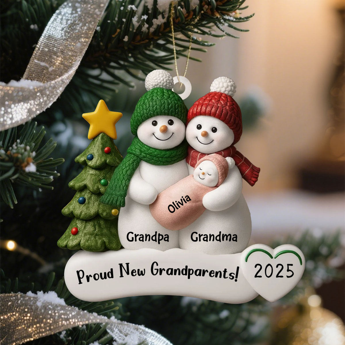 Proud New Grandparents - Personalized Acrylic Ornament, Gift For Papa, Gift For Nana