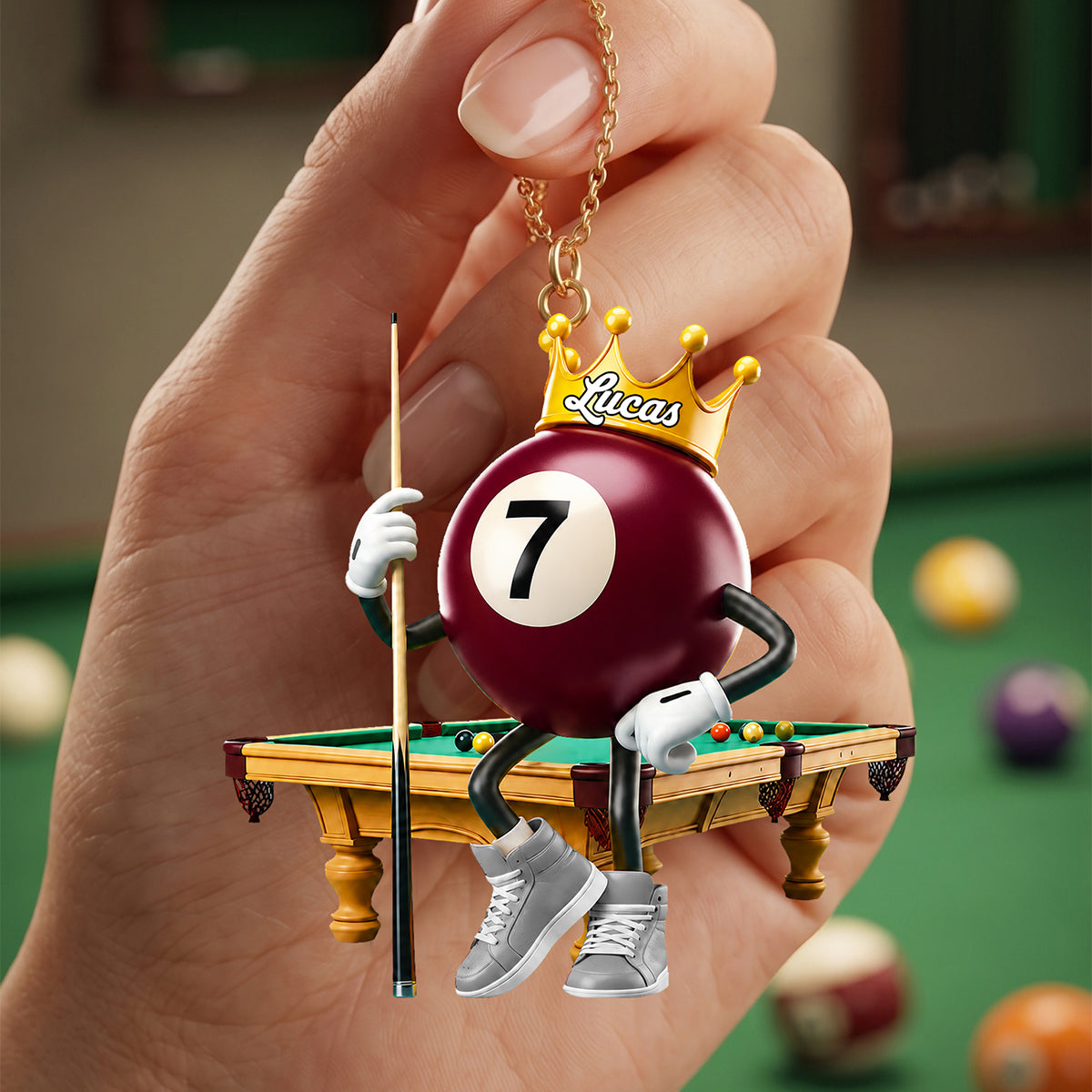 Personalized Billiards Acrylic Keychain – Custom Name Gift For Pool Players