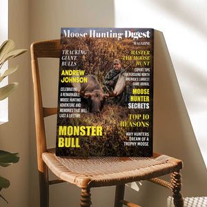 Moose Hunting Digest Personalized Canvas, Custom Photo Moose Hunter Magazine Cover, Hunting Lover Gift