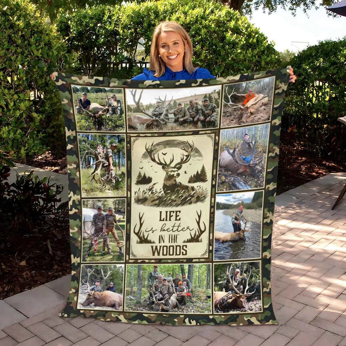 Custom Elk Hunting Blanket, Custom Blanket For Hunter, Dad Blanket, Grandfather Blanket, Hunting Lover Blanket, First Elk Photo Gift