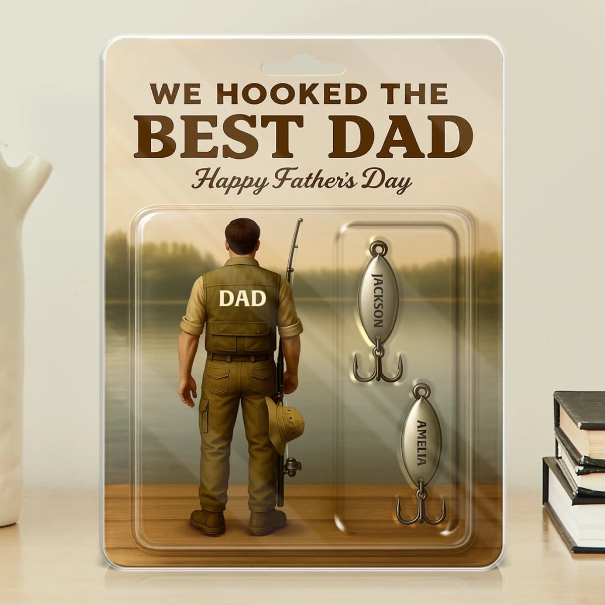 We Hooked The Best Dad - Personalized Acrylic Block Plaque, Father's Day Gift for Dad, Gift for Fishing Lovers, Fishermen