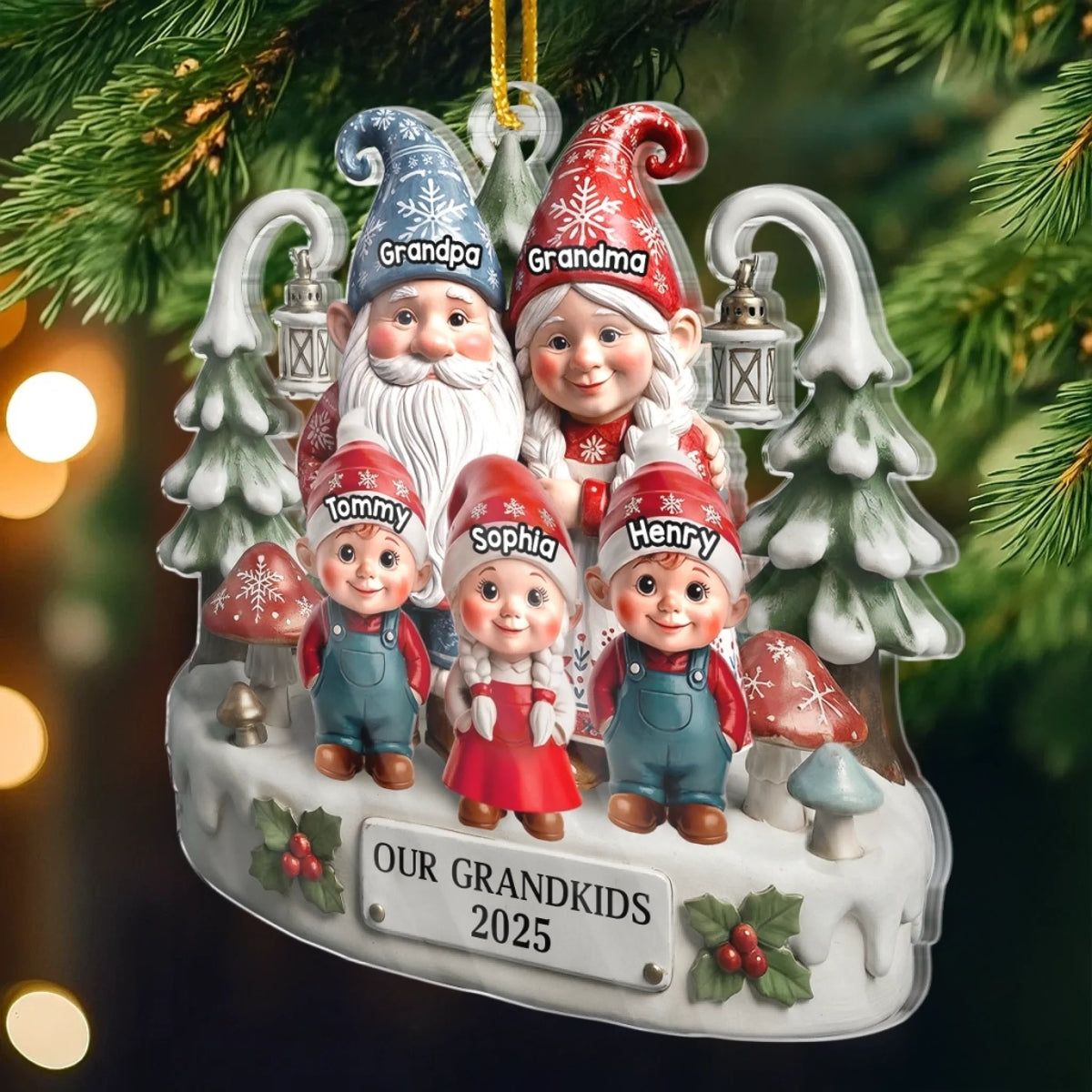 Together Home Feels More Magical - Personalized Acrylic Ornament Christmas Birthday Gifts For Grandma, Grandpa