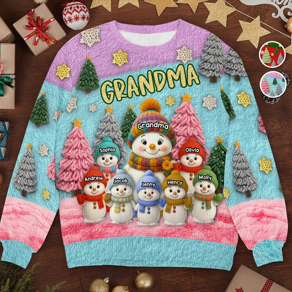 Custom Snowman Unisex Ugly Sweatshirt - Personalized Christmas Birthday Gifts For Mom, Grandma - Together We Shine This Christmas