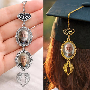 Custom Tassel Photo Charm with Angel Wings - Personalized Graduation Gifts For Him, Her - Chasing Dreams Graduation Day