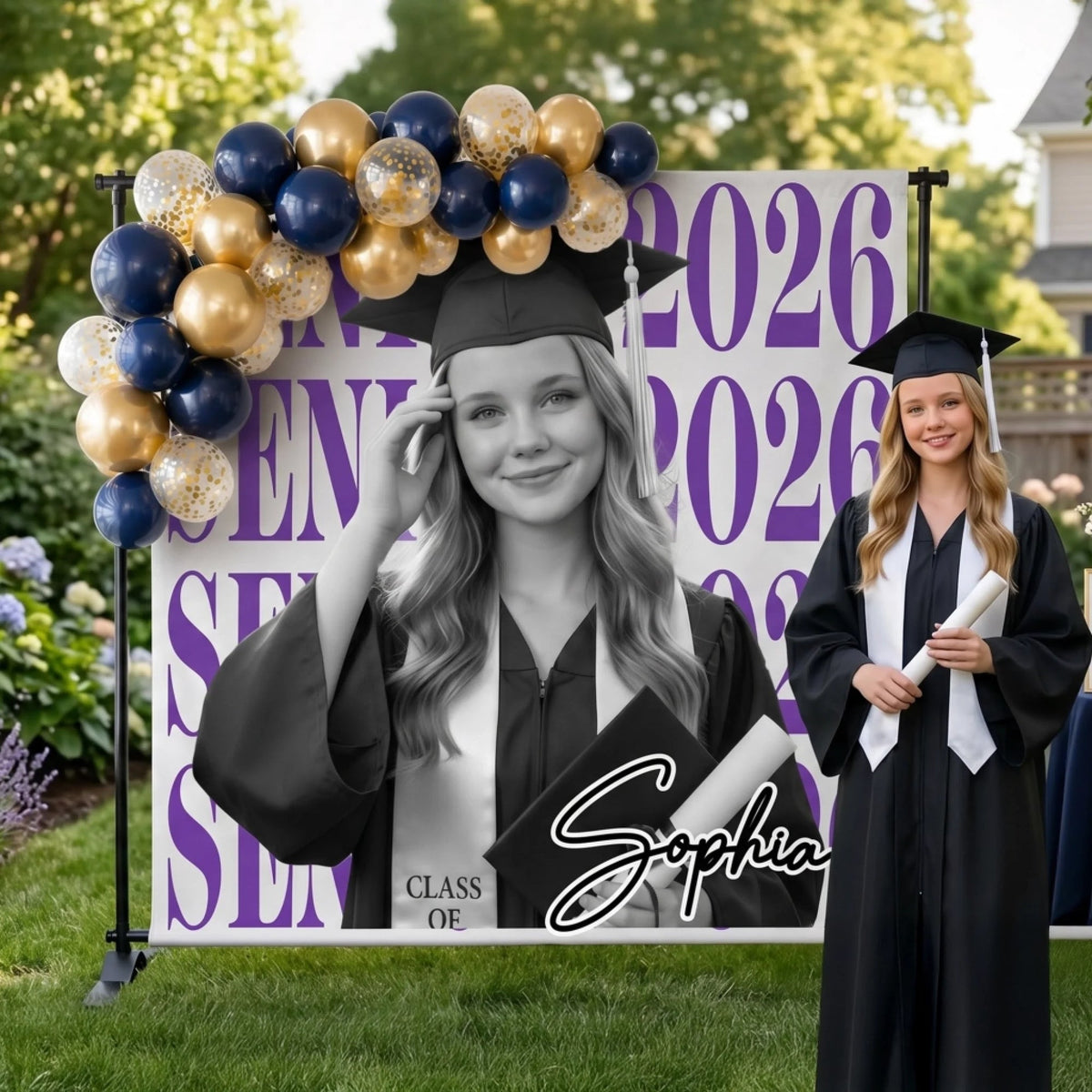 Custom Photo Graduation Backdrop - Personalized Graduation Gifts For Him, Her - From Little Dreams To Big Achievements