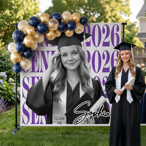 Custom Photo Graduation Backdrop - Personalized Graduation Gifts For Him, Her - From Little Dreams To Big Achievements