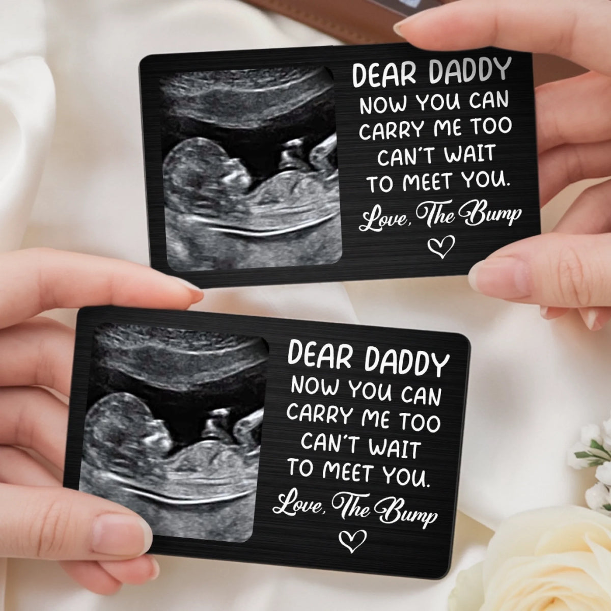 Custom Photo Metal Wallet Card - Personalized Father's Day, Baby Shower, Gender Reveal Gifts For New Dads, Grandpas - From Bump To Bundle Of Joy