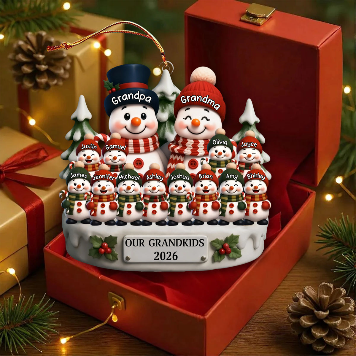Custom Snowman Acrylic Ornament - Personalized Christmas Birthday Gifts For Grandpa, Grandma