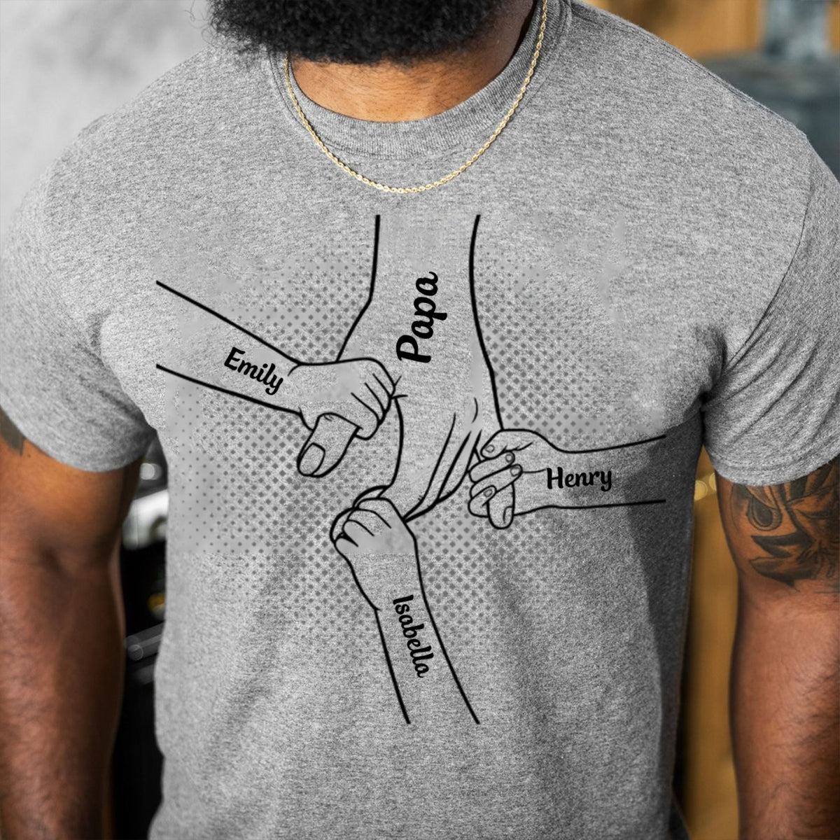 Hand in Hand I Will Always Protect You Family Personalized T-Shirt,Father's Day Gift For Daddy,Papa