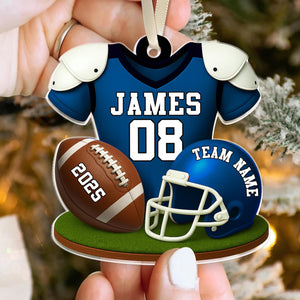 American Football Ornament, Football Player Christmas Gift Personalized Acrylic Ornament