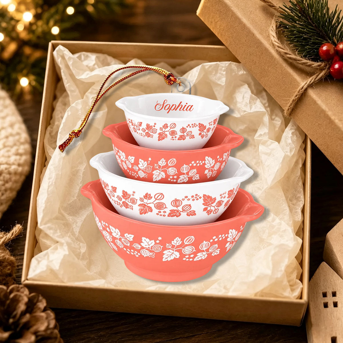 Pyrex Inspired Miniature Cinderella Bowl Personalized Acrylic Ornament Retro Kitchen Christmas Decor