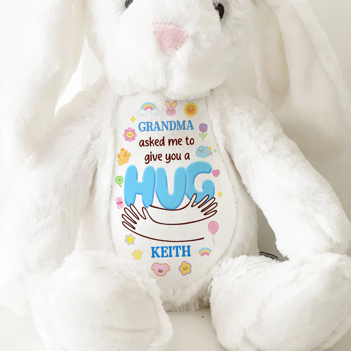 Grandma's Hug - Personalized Custom Easter Bunny Plush Gift For Family Members
