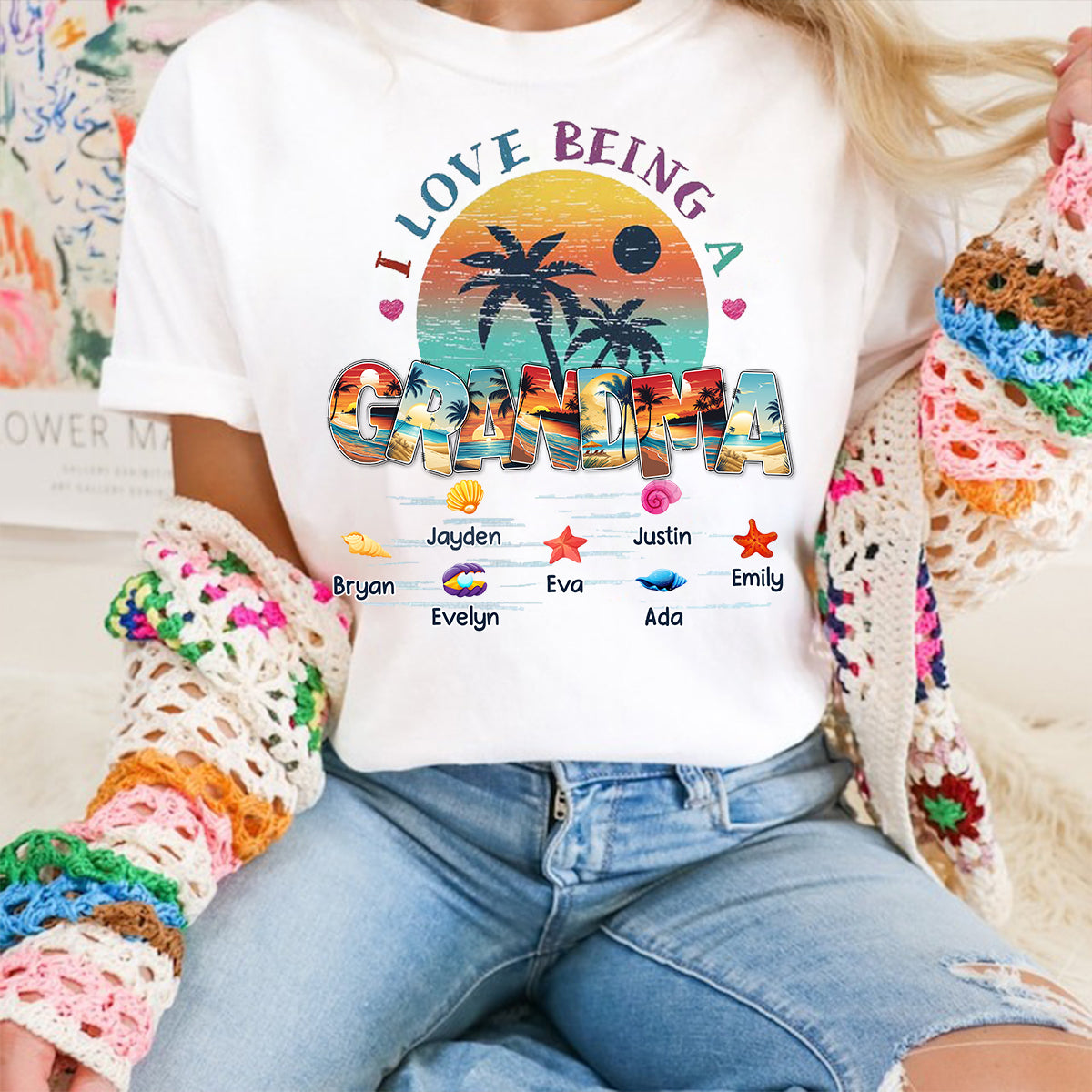 Personalized Gift For Grandma Beach Summer Vacation I Love Being A Grandma T-shirt