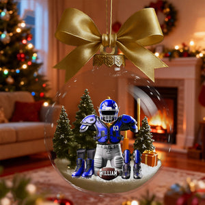 Personalized Custom Name Rugby Football Transparent Ornament