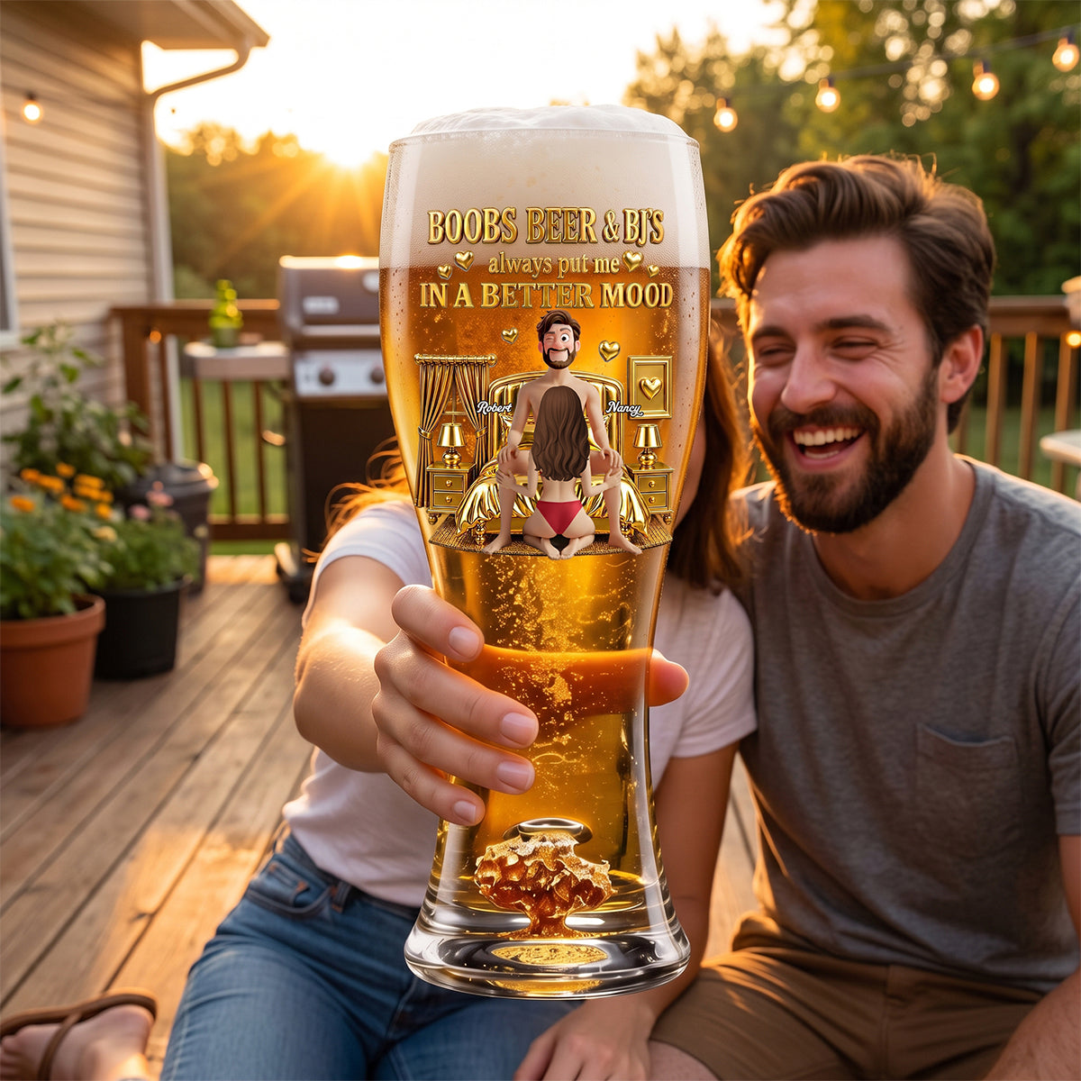 Personalized "Naughty Couples" Beer Glass – Gift For Couples