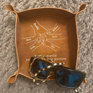 Come Home To Love - Family Personalized Custom Leather Valet Tray - Father's Day, Gift For Dad, Grandpa