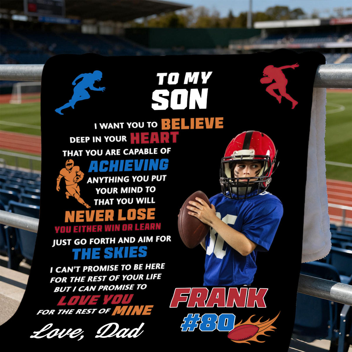 Custom Photo Personalized American Football Blanket Gift for American Football Player