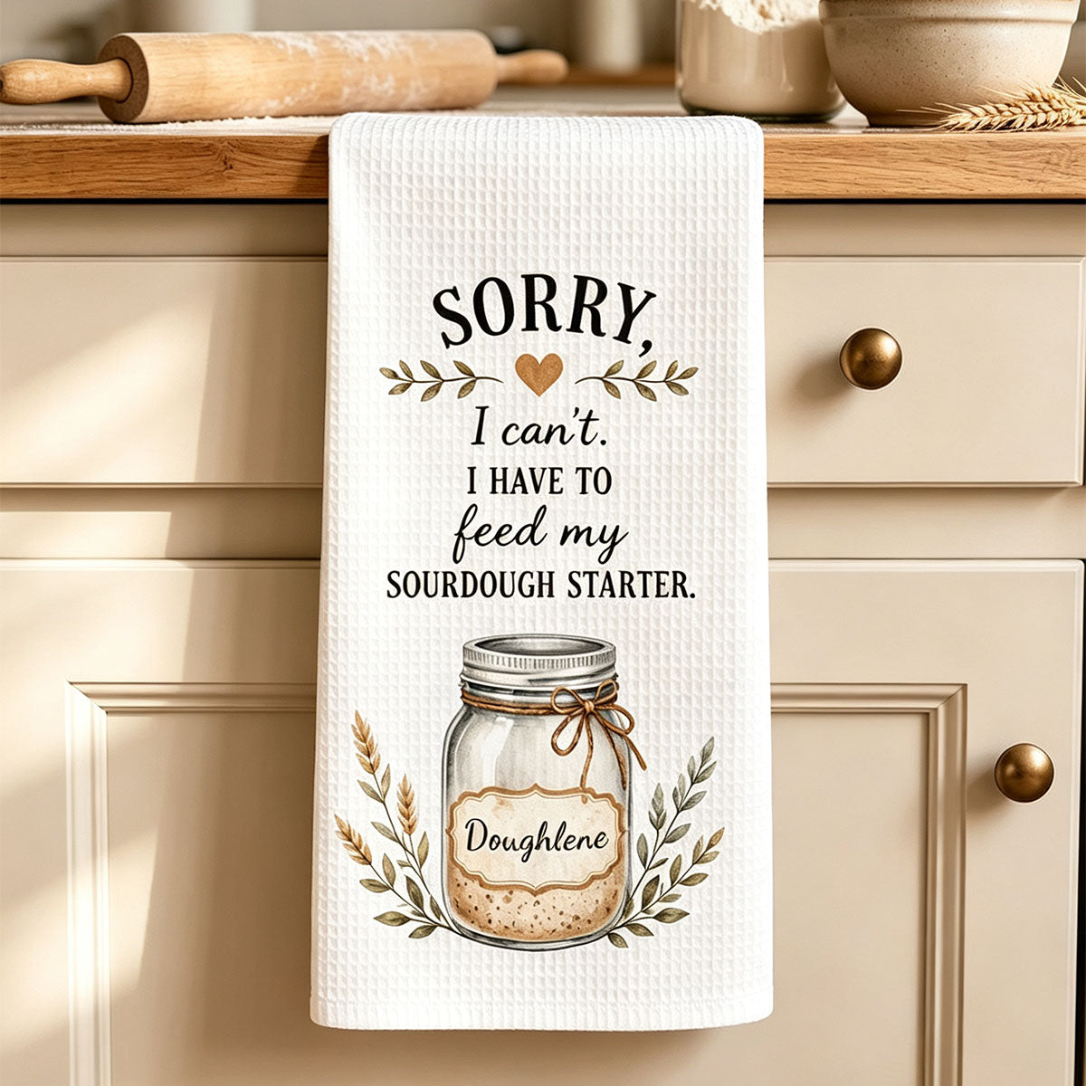 Custom Sourdough Starter Kitchen Towel – Personalized Baking Gift For Bread Lovers & Home Bakers