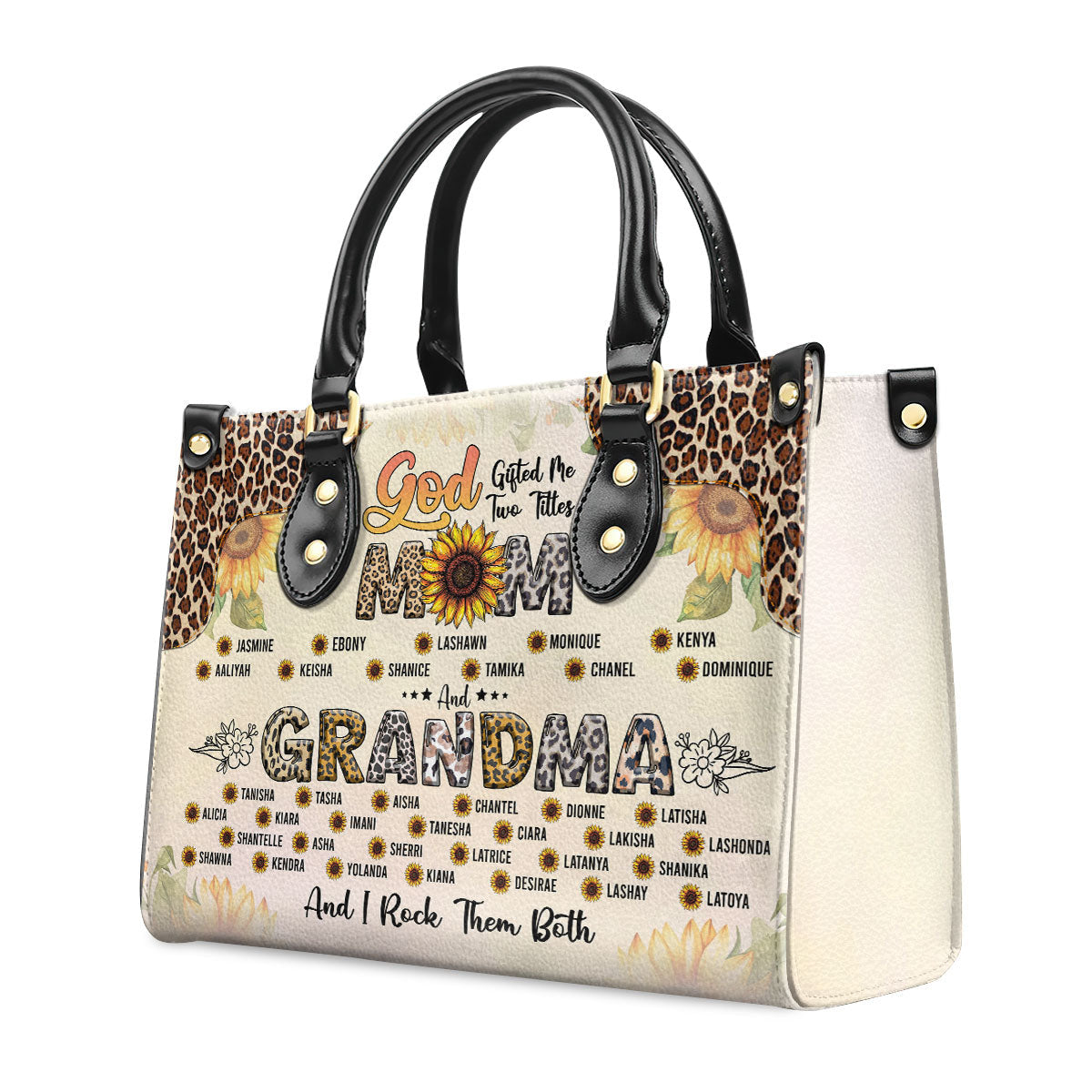 Personalized Leather Handbag - God Gifted Me Two Titles Mom And Grandma And I Rock Them Both