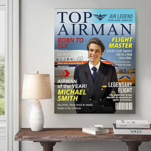 Personalized Airman Magazine Cover, Unique Gift for Pilots and Veterans, Airman Dad Gift, Custom Air Force Gift