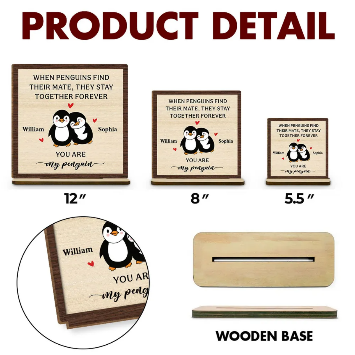 Together Forever - Personalized Custom 2-Layer Wood Plaque Gift For Couple