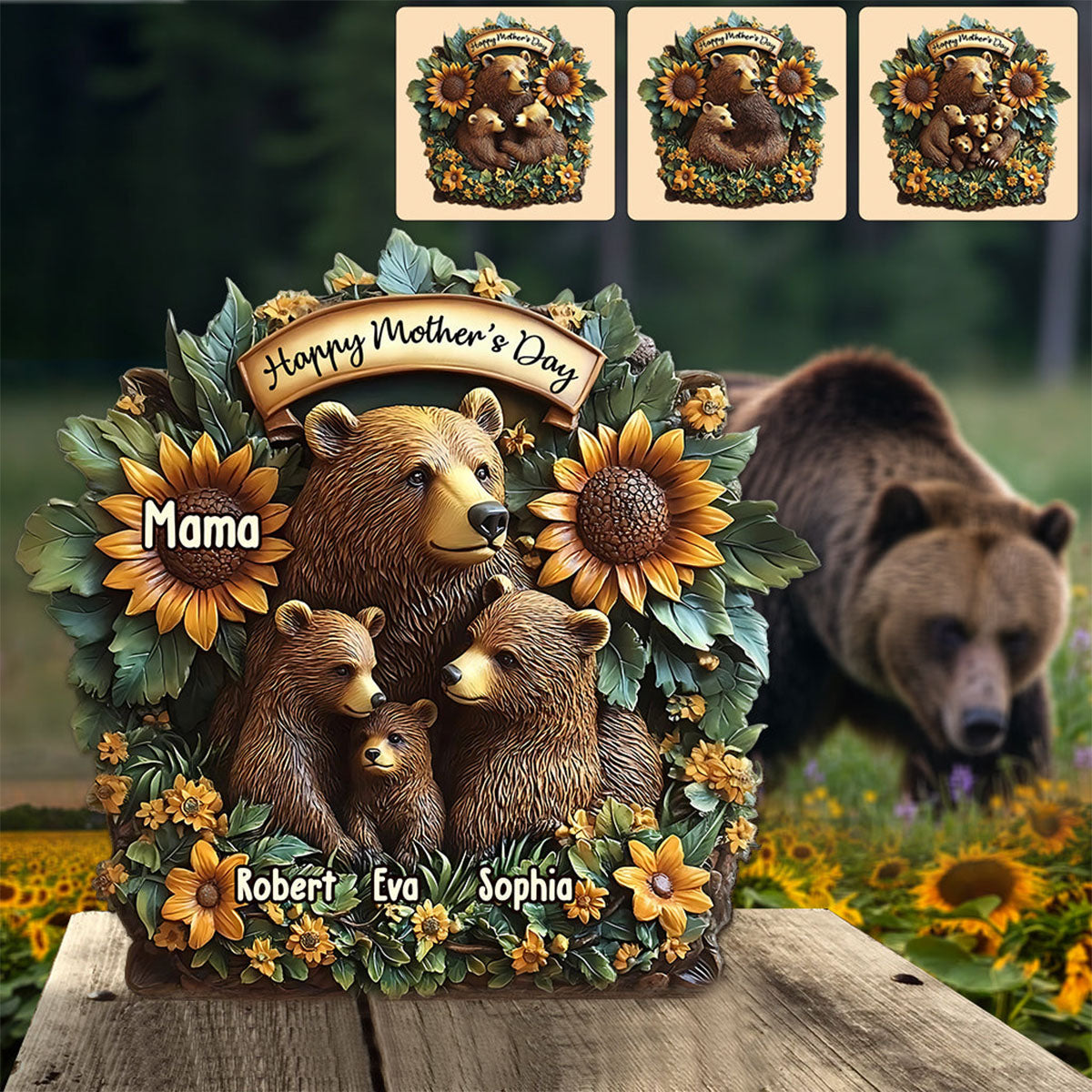 Mama Bear - Personalized Acrylic Plaque For Mother's Day Gift
