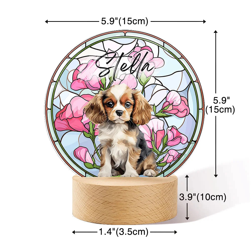 Custom Photo Birth Flowers Personalized Stained Acrylic Block LED Night Light