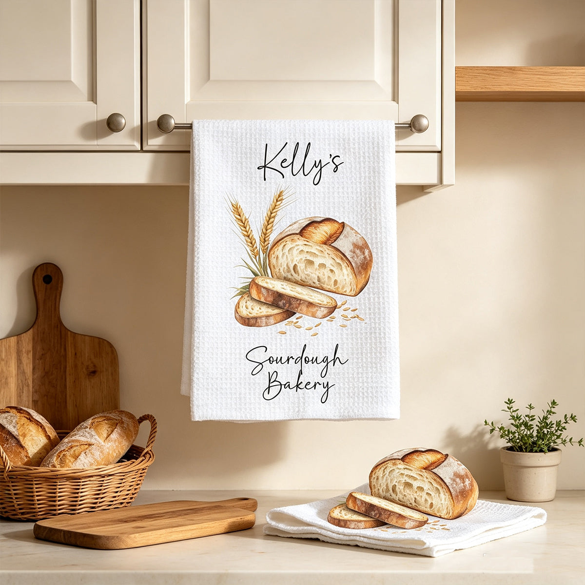 Custom Sourdough Bread Kitchen Towel Personalized Baking Gift