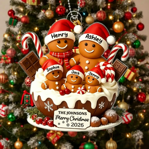 Personalized Gingerbread Family Acrylic Ornament – Warm Holiday Decor For Family