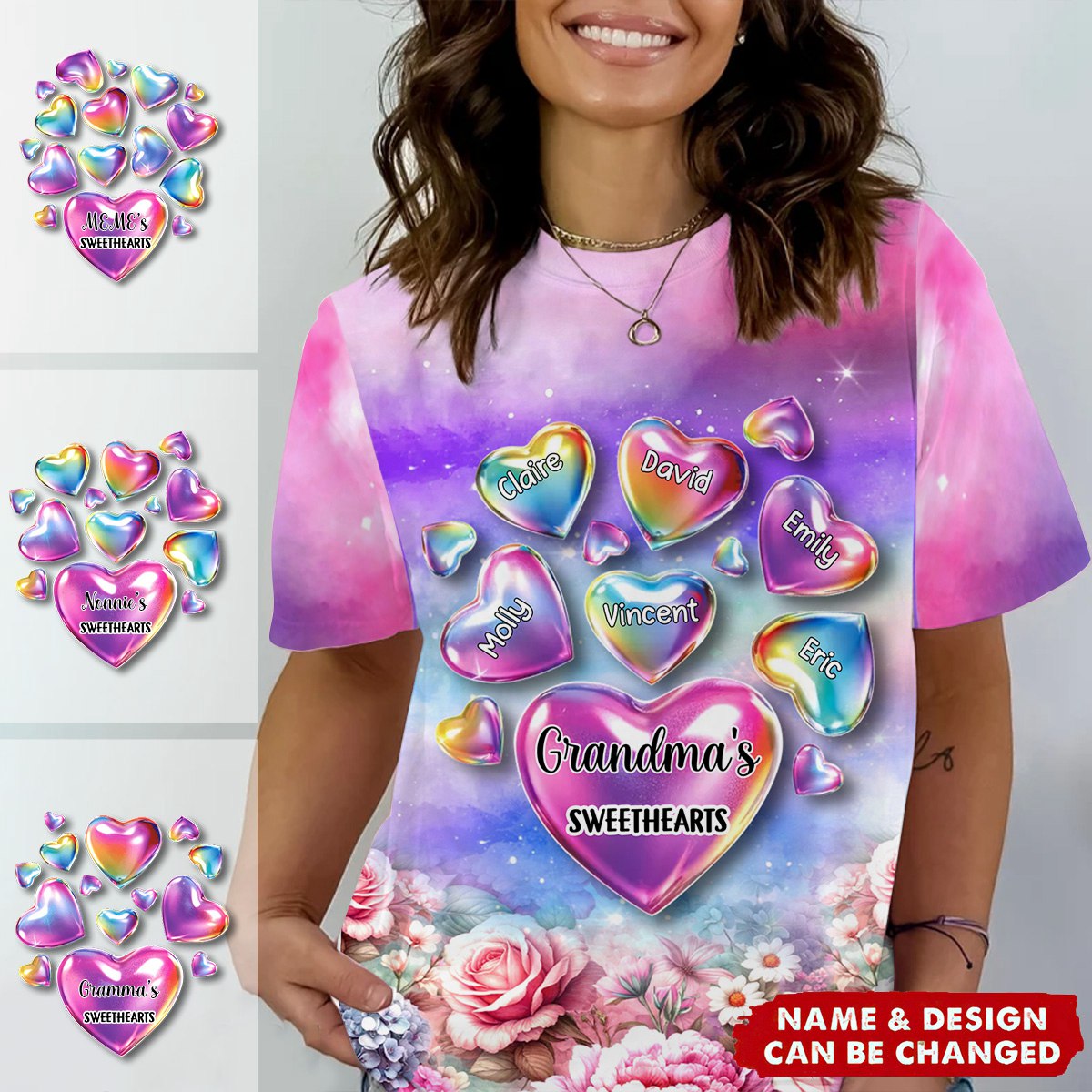 Personalized Grandma's Sweethearts All-over Print T Shirt