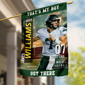 American Football Photo Flag My Heart Is On That Field - Personalized Gift For Football Player