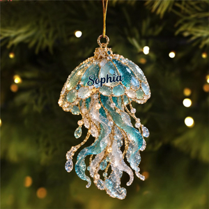 Personalized Sea Glass–Inspired Ocean Christmas Ornament – Custom Coastal Keepsake | 6 Marine Animal Designs | Gift For Ocean Lovers