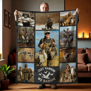 Duck Hunting Photo Collage Blanket, Personalized Gift For Duck Hunter, Duck Hunting Gifts For Dad, Husband, Grandpa, Son