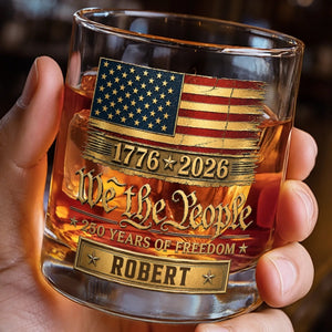 Custom 11oz Whiskey Glass - Personalized America 250th Anniversary Gifts For Women, Men - Red White And Proud